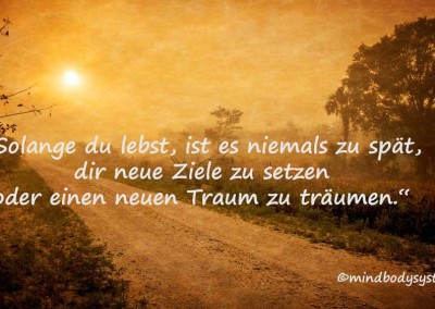 Solange du lebst, ist es niemals zu spät, dir neue Ziele zu setzen oder einen neuen Traum zu träumen.
